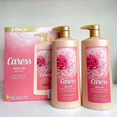Sữa Tắm Hương Nước Hoa CARESS Daily Silk Đào Trắng & Hoa Cam 750ml - Dưỡng Da Mềm Mại, Thư Giãn & Sảng Khoái