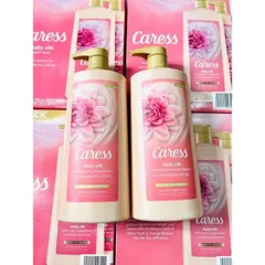 Sữa Tắm Hương Nước Hoa CARESS Daily Silk Đào Trắng & Hoa Cam 750ml - Dưỡng Da Mềm Mại, Thư Giãn & Sảng Khoái