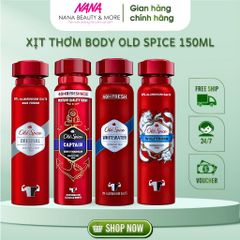 Xịt Khử Mùi Cơ Thể Old Spice 150ml - Hương Thơm Bền Bỉ, Công Nghệ Ngăn Mùi Hiệu Quả, Dành Cho Nam Giới Tự Tin, Thơm Mát Suốt Ngày