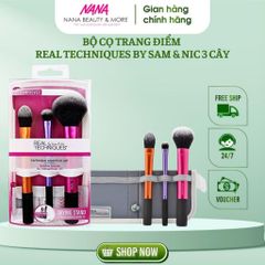 Bộ Cọ 3 Cây Real Techniques Travel Essential - Bộ Trang Điểm Du Lịch Tiện Lợi Cho Lớp Nền Tự Nhiên và Dễ Dàng Tán