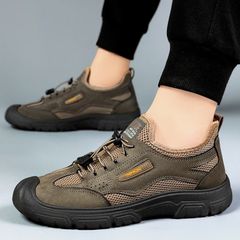 Giày thể thao nam MB24 - Sneaker da lộn vải thoáng khí, phong cách thể thao, màu nâu và đen, phù hợp mọi hoạt động hàng ngày.