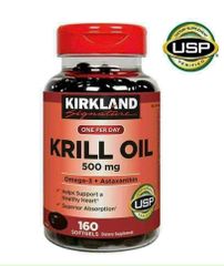 Omega Dầu nhuyễn thể Kirkland Signature Krill Oil 500mg, 180 viên - Bổ sung Omega 3-6-9 cho sức khỏe tim mạch và não bộ