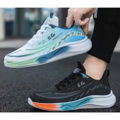Giày Thể Thao Nam Sneaker 5D Mới - Giày Vải Thoáng Khí Sport 2 Màu Đen Xanh Dễ Phối Đồ Chạy Bộ Gym