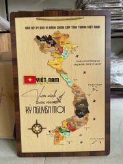 Tranh Gỗ Bản Đồ Việt Nam 40cm x 60cm - Quà Tặng Ý Nghĩa Cho Bạn Bè, Người Thân - Nghệ Thuật Khắc Laser Tinh Xảo