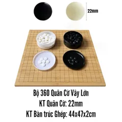 Bộ 361 Quân Cờ Vây Cong 1 Mặt 22mm Kèm Bàn Cờ Gỗ Trúc - Đồ Chơi Giải Trí Thông Minh, Phát Triển Tư Duy