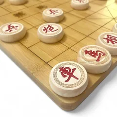 Bộ Cờ Tướng Gỗ Bạch Dương + Bàn Cờ Gỗ Trúc 47x44cm - Đồ Chơi Giải Trí Cao Cấp Cho Người Yêu Thích Cờ Tướng