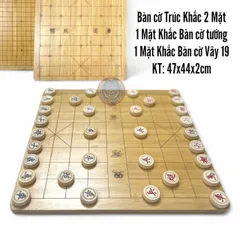 Bộ Cờ Tướng Gỗ Bạch Dương + Bàn Cờ Gỗ Trúc 47x44cm - Đồ Chơi Giải Trí Cao Cấp Cho Người Yêu Thích Cờ Tướng