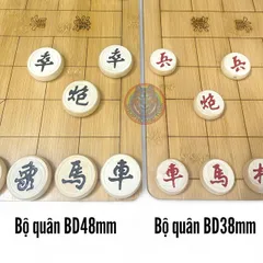 Bộ Cờ Tướng Gỗ Bạch Dương + Bàn Cờ Gỗ Trúc 47x44cm - Đồ Chơi Giải Trí Cao Cấp Cho Người Yêu Thích Cờ Tướng