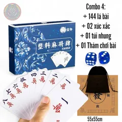 Bài Mạt Chược 144 Lá PVC Chống Nước - Đồ Chơi Giải Trí Tiện Dụng Kèm Phụ Kiện Cao Cấp