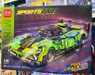 Mingdi K3144 Đồ Chơi Xây Dựng Mô Hình Xe Ô Tô Đua Sports car 551 Chi Tiết Lắp Ghép Động Cơ Pull Back
