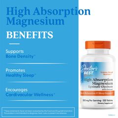 Viên Uống Magnesium Lysinate Glycinate Doctor's Best - Hỗ Trợ Giấc Ngủ Sâu, Tăng Cường Trí Nhớ, Giảm Căng Thẳng - 120 Viên Mỹ