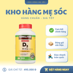 Viên Uống Vitamin D3 Kirkland Extra Strength 50mcg 600 Viên - Bổ Sung Vitamin D Tăng Cường Miễn Dịch và Hỗ Trợ Xương Khớp - Hàng Mỹ