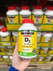 Viên Uống Vitamin D3 Kirkland Extra Strength 50mcg 600 Viên - Bổ Sung Vitamin D Tăng Cường Miễn Dịch và Hỗ Trợ Xương Khớp - Hàng Mỹ