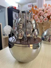 Set Đồ Dùng Bàn Ăn 24 Món Keller Hình Quả Trứng Inox - Dụng Cụ Sang Trọng Cho Bữa Tiệc Và Quà Tặng Độc Đáo
