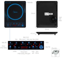 Bếp Từ Đơn Midea MI-T2117DC - Công Suất 2100W, Hệ Thống Điều Khiển Cảm Ứng, Chất Liệu Kính Ceramic Sang Trọng, Công Nghệ Hiện Đại