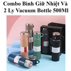Bình Giữ Nhiệt Inox 304 Kèm 2 Ly Cao Cấp - Dung Tích 500ml, Giữ Nhiệt Lên Đến 8 Giờ, Lý Tưởng Cho Du Lịch và Picnic