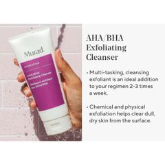 Sữa Rửa Mặt Tẩy Tế Bào Chết Murad AHA BHA - Làm Sạch Da, Giảm Mụn, Dầu Nhờn, Làm Sáng Mịn Da - Sản Phẩm Chăm Sóc Da Chất Lượng Cao