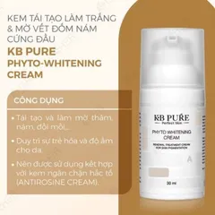 KB Pure Phyto Whitening Cream - Kem Dưỡng Trắng Da Tái Tạo, Giảm Thâm Nám, Chất Lỏng 30ml Cho Da Nhạy Cảm