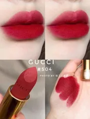 Son Gucci 504 Myra Crimson - Son Môi Lì Sang Trọng, Độ Bền Màu Cao, Lớp Màu Đều, Dưỡng Ẩm Tuyệt Đối, Phụ Kiện Thời Trang Quyến Rũ