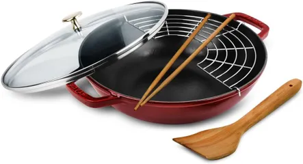 Chảo Gang Wok Staub 30cm - Chảo Đúc Tự Nhiên Chống Dính, An Toàn Cho Sức Khỏe, Chất Liệu Châu Âu Chịu Nhiệt Tốt
