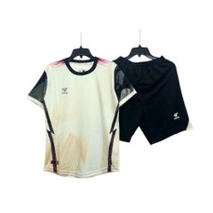 Bộ quần áo bóng đá LIDAS Thunder Kem - Đồ đá banh FEX Thái cao cấp, thấm hút mồ hôi, thoải mái, thiết kế trẻ trung cho các môn thể thao
