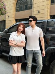 Áo Polo Unisex Màu Trắng Cao Cấp - Chất Liệu Poly Cotton Thấm Hút Mồ Hôi, Phong Cách Sang Trọng và Thanh Lịch Cho Nam Nữ