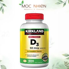 Viên uống Kirkland Extra Strength D3 50mcg - Hỗ trợ xương, răng khỏe mạnh và tăng cường hệ miễn dịch - 600 viên của Mỹ
