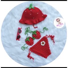 Set Bikini Bé Gái Với Mũ Và Phụ Kiện - Thời Trang Biển Đáng Yêu Cho Mùa Hè