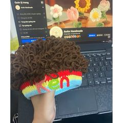Mũ Len Tóc Xù Nhiều Màu Cho Bé - Handmade Đáng Yêu, Miễn Phí Gắn Tên, Chất Liệu Cotton Mềm Mịn