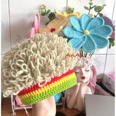 Mũ Len Tóc Xù Nhiều Màu Cho Bé - Handmade Đáng Yêu, Miễn Phí Gắn Tên, Chất Liệu Cotton Mềm Mịn