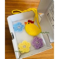 Túi tỏi động vật gà vịt đáng yêu Handmade cho bé - Phụ kiện dễ thương từ len cotton cho trẻ 0-2 tuổi