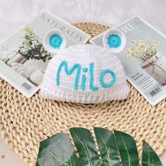 Mũ len gấu thêu tên cho bé - Mềm mại, không gây ngứa, thiết kế handmade, gắn tên miễn phí - Quà tặng độc đáo cho bé yêu
