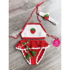 Bikini Dạng Áo Yếm Đi Biển Cho Bé - Đồ Bơi Cute Siêu Xinh Từ Len Milk Cotton, Chất Liệu Mềm Mại, Nhiều Kích Cỡ Tùy Chọn