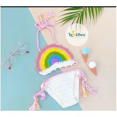 Bikini Dạng Áo Yếm Đi Biển Cho Bé - Đồ Bơi Cute Siêu Xinh Từ Len Milk Cotton, Chất Liệu Mềm Mại, Nhiều Kích Cỡ Tùy Chọn