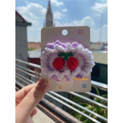 Kẹp Tóc Len Handmade Hình Cherry - Phụ Kiện Thời Trang Độc Đáo, Chất Liệu Cotton, Đổi Màu Theo Yêu Cầu