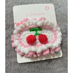 Kẹp Tóc Len Handmade Hình Cherry - Phụ Kiện Thời Trang Độc Đáo, Chất Liệu Cotton, Đổi Màu Theo Yêu Cầu