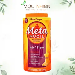Bột bổ sung chất xơ Meta Mucil vị cam Real Sugar 754g - Hỗ trợ tiêu hóa và giảm táo bón, cải thiện sức khỏe đường ruột