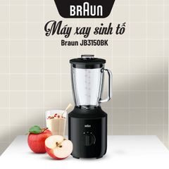 Máy Xay Sinh Tố Braun JB3150BK - Công Suất 800W, Lưỡi Thép Không Gỉ, Cối 1.5L, Công Nghệ TriAction Xay Nhanh và Nhuyễn Thực Phẩm