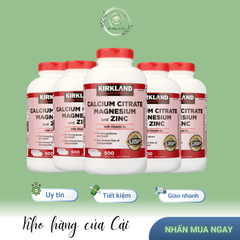 Viên Uống Canxi Citrate Magnesium Kẽm D3 Kirkland 500 Viên - Bổ Sung Chất Khoáng Thiết Yếu - Hỗ Trợ Sức Khỏe Tốt Nhất
