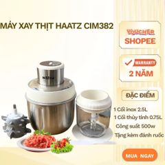 Máy Xay Thịt Đa Năng Haatz HMG168 - Cối Inox 2.5L & Cối Thủy Tinh 0.6L Kèm Bộ Đánh Ruốc - Thiết Kế Thông Minh, An Toàn