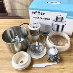 Máy Xay Thịt Đa Năng Haatz HMG168 - Cối Inox 2.5L & Cối Thủy Tinh 0.6L Kèm Bộ Đánh Ruốc - Thiết Kế Thông Minh, An Toàn