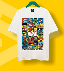 Áo Thun Unisex Cotton Marvel Chibi Superheroes - Phong Cách Rộng Tay, Dễ Phối Đồ, Quà Tặng Fan Marvel