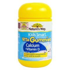 Kẹo Nhai Nature's Way Vita Gummies Canxi + Vitamin D cho Bé – Hỗ Trợ Phát Triển Xương, 60 Viên Nhập Khẩu Chính Ngạch