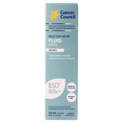 Kem Chống Nắng Cancer Council Invisible Fluid Matte SPF50+ 50ml - Bảo Vệ Da Hàng Ngày, Dành Cho Da Nhạy Cảm, Mỏng Nhẹ, Chống UVB & UVA