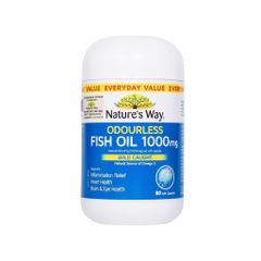 Dầu Cá Thiên Nhiên Không Mùi Nature's Way 1000mg - Hỗ Trợ Tim Mạch, Mắt và Não (Hộp 80 Viên)