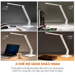 Đèn Học Chống Cận LED Taotronics TT-DL02 - 4 Chế Độ Sáng, Điều Chỉnh Góc, Sạc USB, Tiết Kiệm Điện, Thích Hợp Học Tập và Đọc Sách