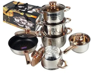 Bộ Nồi ENGELBERG 6 Món Vung Kính - Chất liệu Inox 304 An Toàn - Bảo Hành 12 Tháng, Đun Nấu Tiết Kiệm Năng Lượng