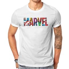 Áo Thun Cổ Điển Marvel In Logo Chữ Cho Nam Nữ - Thời Trang Cá Tính Chất Liệu Cotton Mềm Mại