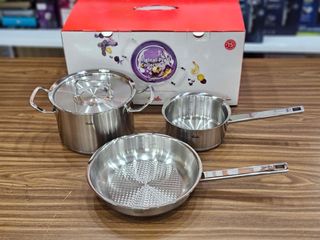Bộ Nồi Inox Fissler Profi Set 3 Nắp - Chất Liệu Thép Không Gỉ 18/10 Cao Cấp, Dùng Trên Mọi Loại Bếp, Thiết Kế Hiện Đại, Sản Xuất Tại Đức