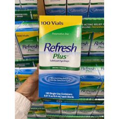 Nước mắt nhân tạo REFRESH PLUS 100 tuýp - Dưỡng ẩm và giảm khô mắt, phù hợp cho người đeo kính áp tròng, không chứa chất bảo quản